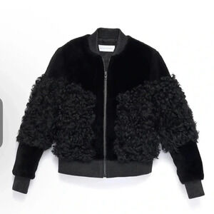 Loeffler Randall shearling leather bomber jacket